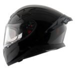 Axor Apex Solid ISI ECE DOT Certified Glossy Black Full Face Dual Visor Helmet for Men and Women with Pinlock Fitted Outer Clear Visor and Inner Smoke Sun Visor Black(L)