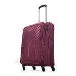 Aristocrat Skyway Medium Size Softshell Check in Luggage (69 Cm) | Spacious Polyester Inline Trolley Bag with 4 Wheels and Combination Lock | Dazzling Maroon | Unisex| 3 Years Warranty