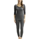 Jockey 2549 Women’s Super Combed Cotton Rich Three Quarter Sleeve Thermal Set with StayWarm Technology_Charcoal Melange_L
