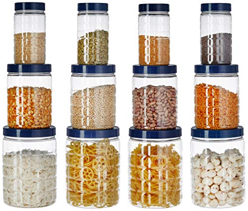 Amazon Brand – Solimo Checkered Jar Set of 12 (Royal Blue)