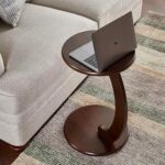 JAL HANDICRAFTS Wooden C Shaped Coffee Table end Table, Wooden Couch Sofa Side Table that Slides Under, C-Shaped End Table for Living Room, Bedroom, or Apartment (Brown)
