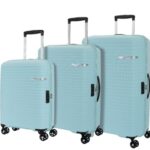 American Tourister Liftoff+ with TSA Lock & 8 Wheel, 3Pc Set (Small +Medium +Large) Hard PP Check-in Suitcase for Travel/Trolley Bag for Travel/Travel Bag with Double Wheel – Spa Blue