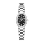 London Fog Queenhithe Collection Watch for Women with Oval Textured Dial, Crystal Studded Bezel and Stainless Steel Strap – LFW20003-11