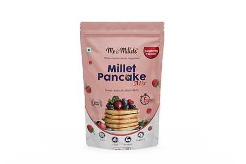 Raspberry Millet Pancake Mix | Made with Jowar, Little & Oats Flour | Jaggery Sweetened | Soft & Fluffy Pancakes | Instant Breakfast Mix | Easy to Prepare