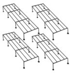 SN HOME CREATION 24 Inch, Set of 4 | Durable 9 Layer Coating Anti-Rust Metal | 80 KG Capacity | Plant Stands for Outdoor Balcony & Indoor Living Room | Pot Stands for Plants in Balcony | Black