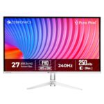 Zebronics 27 Inch FHD Gaming Monitor, 240Hz Refresh Rate, 1ms MPRT, Anti-Glare Display, 250 Nits, 16.7M Colors, Built-in Speakers, HDMI, DP, Bezel-Less Design, Speakers, Wall Mountable (EA27)
