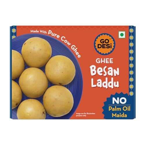 GO DESi Ghee Besan Laddu – 150 grams | Made with Pure Cow Ghee | No Palm Oil or Maida | Sweets |