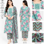 Anant Enterprises Floral Print Kurta, Palazzo & Dupatta Set