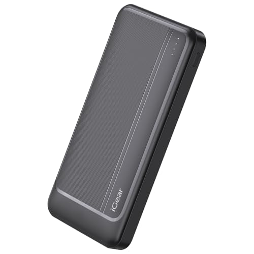 iGear Max PD Power Bank 10000mAh, Type-C PD 22.5W Fast Charging, Triple Output Ports, Battery Indicator, Wake-up Button, High-Speed Power Delivery for Phones & Tablets, Compact Design (Black)