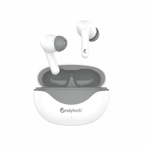 Candytech Vibe TWS with 13mm Dynamic Sound Driver & Signature Sound & True Bass,30 Hrs Playtime, Touch Controls, Google & Siri Assistant Type C Fast Charging (White Grey)
