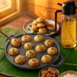 HomeWiz Cast Iron Appe Pan 12 Cavity 26 cm | Free Oil Dispenser 500ml | Pre-Seasoned Appe Maker for Appam, Paniyaram & Appe | Non Stick Appam Pan | Naturally Non-Stick | Works On Induction & Gas