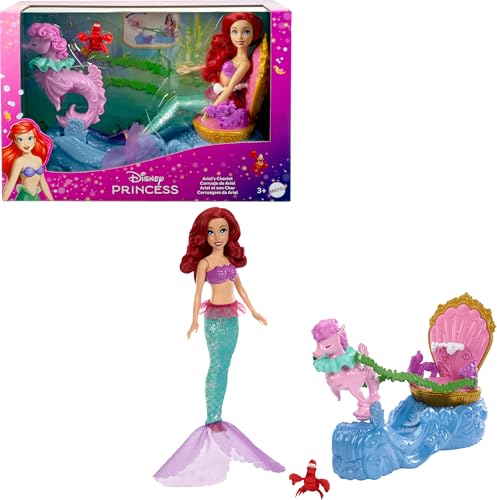 Disney Princess Ariel’s Rolling Chariot with Mermaid Fashion Doll & Figure, Inspired by Disney Movie