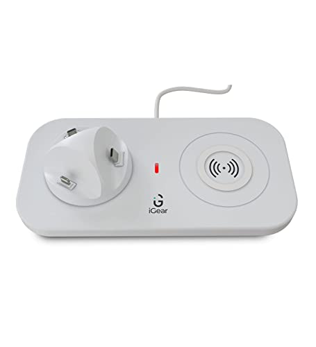 iGear DockMe 10W Fast charging with Docking and 15W Wireless Charger, Android, iOS and Type-C Charging pins,(White) – 1 Year Free Replacement Warranty