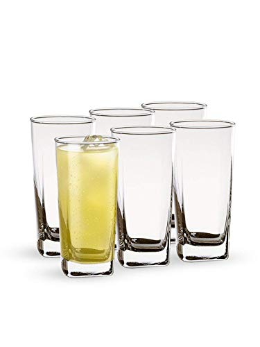 Ocean Plaza Glass Tumbler 320Ml – Set Of 6 For Kitchen|Water|Hot & Cold Drinks|Juice|Cocktail|Milkshake|Smoothie|Ideal For Home|Party|Restaurant|Gifting|Special Occasions – Transparent