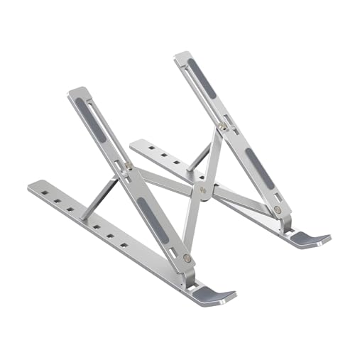 Ant Esports ALS05 6-Angle Adjustable Aluminum Laptop Stand for Desk | Foldable Portable Ergonomic Tabletop Notebook Riser | Anti-Slip Design | for MacBook, HP, Dell, Lenovo & All Laptops | Silver