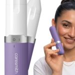 Caresmith Bloom 2-in-1 Rechargeable Facial Hair Removal Machine & Eyebrow Trimmer for Women | Painless Electric Epilator with Smart Light | Facial Shaver for Upper Lips, Chin, Cheeks, Peach Fuzz