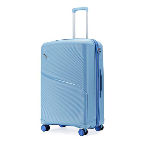 LAttitude by Provogue Meridian Medium Check-In Suitcase 65cm 24 inch Polypropylene Hard Trolley, 8 Spinner Wheels, 2-Pocket Convipack,Recessed Number Lock for Men & Women Twilight Sea Blue/Galaxy Blue