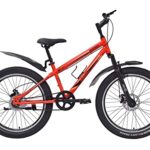 playR BFF Cycle 24 Inch Fat Tyre Single Speed Front Wheel Shock Abs Front and Rear Disc Brake, Fluorescent Red Mountain Bike for Durable City & Outdoor Cycle for Men & Women