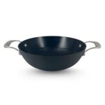 Prabha Induction Base Kadhai 2.4 Litre | Non Stick Black Eisen Cast Iron IB Kadai 24 cm | Cooking Kadai for Deep Frying | Gas & Induction Bottom | Cookware kadai with Steel Handle (Black)
