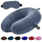 Billebon Premium Neck Pillow for Travelling Airplane Travel Pillow Comfortable Head Rest Neck Holder Pillow (Grey Neck Pillow with Eye Mask)