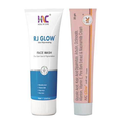 RJ Glow Facewash, & NG Glow Cream, (Combo pack For More effective) – Treat Melasma, Pigmentation, and Dark Spots, Complete Skincare, Daily Skin Routine, Suitable for all skin type
