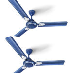 Longway Kiger | High Speed | Decorative with 2 Year Warranty Ultra High Speed 1200 mm Ceiling Fan(Silver Blue | Pack of 2)