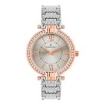 Daniel Klein Analog Silver Round Dial Silver Metal Strap Stone-Studded Water-Resistant Wrist Watch for Women Girls, Ladies DK11138-8