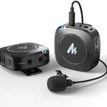 MAONO WM820 Wireless Collar Mic for YouTubers Vlog, Video Recording, Interview. Compact Microphone with 6H Battery, 50m/164ft Transmission, Mic Gain, Mute, Monitoring for Camera, Mobile (3.5mm, Black)