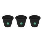 TrustBasket UV Treated Plastic Round Pot (6 Inches) -Black Color – Set of 3 | Heavy Duty Highly Durable Plant containerGamla for Indoor Home Decor & Outdoor Balcony Garden