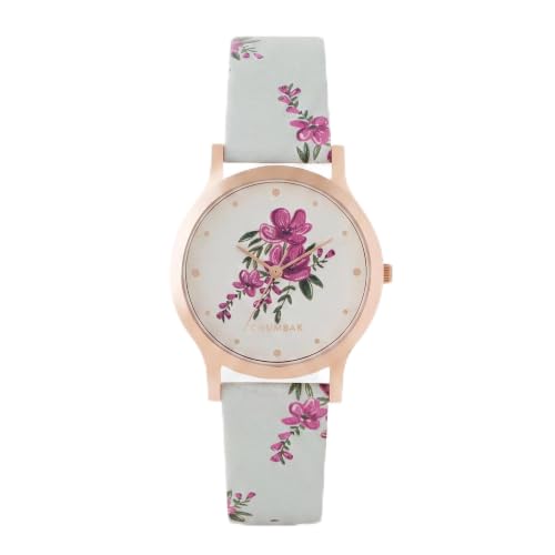 TEAL BY CHUMBAK Round Dial Analog Watch for Women|Jungle Flowers Collection| Printed Vegan Leather Strap|Gifts for Women/Girls/Ladies |Stylish Fashion Watch for Casual/Work