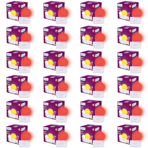 Philips 0.5W LED Bulb Red | Joy Vision Plug-and-Play LED Night Lamp | Night Light for Bedrooms & Corridors | 2-Pin Socket | Energy Saving, Long Life | Pack of 24