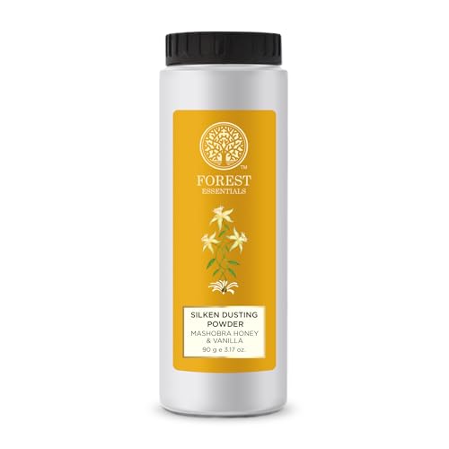 Forest Essentials Silken Dusting Powder Honey & Vanilla | Natural Body Powder with Honey & Vanilla | Corn Starch with Cocoa Butter | Leaves Skin Fresh, Soft & Fragrant