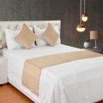 KIB 200 TC Beige Velvet Usey Quilting Bedsheet Runner Set