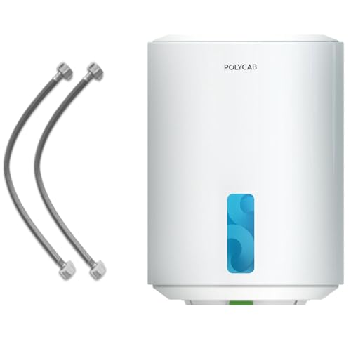 POLYCAB Emerald Plus 5-Star 25 Litre Water Heater (Geyser) | Free Connecting Pipe | 5-Year Tank Warranty| Faster Heating, For High Rise BuildingShock Resistant (White)