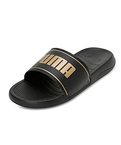 Puma unisex-adult Slide Max Black-Metallic Gold Slide Sandal – 11 UK (39453706)