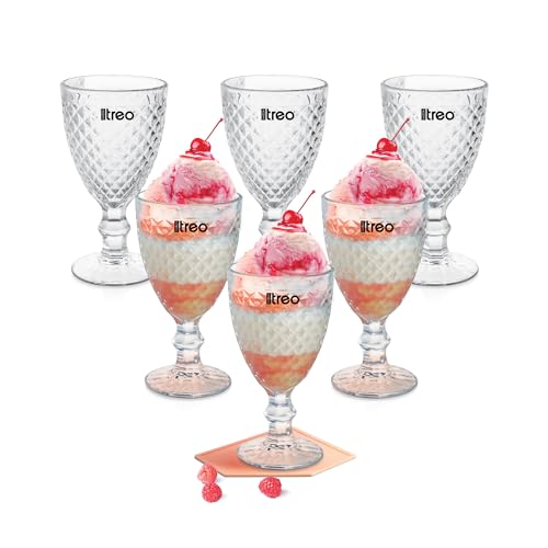 Treo by Milton Astoria Goblet 300 ml I Tall Dessert Bowls with Wide Mouth for Easy scooping Ideal for Serving Sundaes ice Cream or Layered Desserts I for cafes, Parties, or Treats at Home I Set of 6