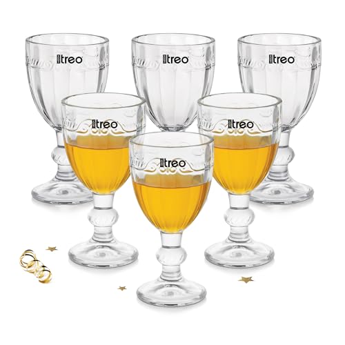 Treo by Milton Glace Shot Glasses I Set of 6 (65 ml) | Elegant Fluted mini Glasses with Geometric Design for Shots, mocktails, tasters & Parties