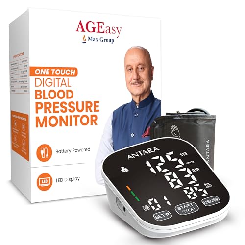 AGEasy (Max Group) Fully Automatic One Touch Digital BP Monitor | Blood Pressure Checking Machine for Home | Portable BP Apparatus for Hypertension & Heart Health | Smart & Clear Display