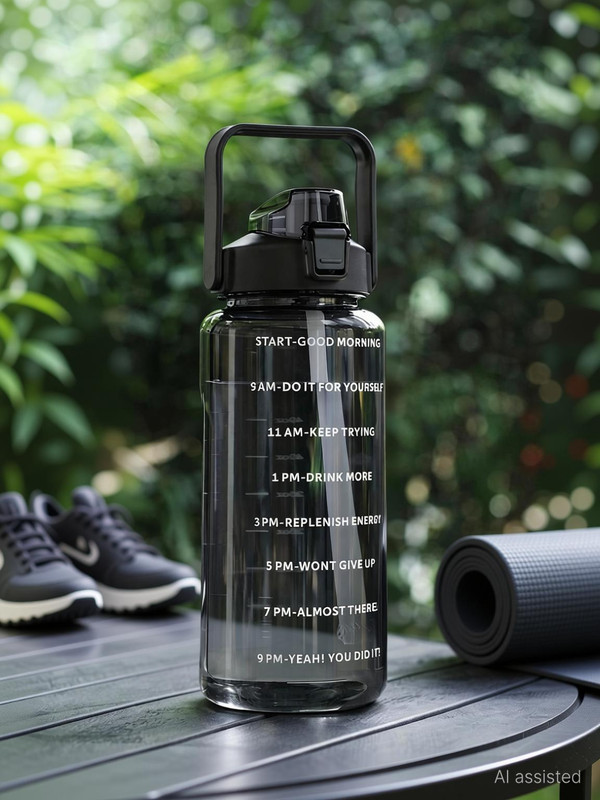 BELLERBIRD Motivational bottle 2000ml Black 2000 ml Plastic Bottle(Pack of 1, Black)