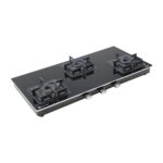 KAFF Gas Stove/Cooktop 3 Burners 77 CM, Black Coated Brass Burners With Auto Electric Ignition, Decorative SS Moulded Strip on All Sides for Edge Protection Black | CTQ773BAI