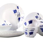 Larah By Borosil Ageria Opalware Glass Dinner Set,Pack of 25, White