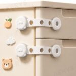 Baby Safety Lock for Cabinets, Pack of 2,Adjustable and Flexible,Self Adhesive, Child Proof Safety Lock for Drawers, Refrigerator, Toilet Seat (Off White)