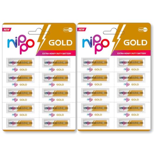 Nippo 4DG Gold AAA Battery | 1.5 V | 24 Months Shelf Life | for Toys, Remotes, Clocks, Wireless Mouse & More-Pack of 20