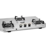 Glen 3 Burner Stainless Steel LPG Gas Stove | Auto Ignition | 10 Year Warranty on Burners & Gas Valve | 1 Jumbo Forged Brass Burner | Ultra Tuff Body | 360° Revolving Inlet Nozzle | 1053UTTNDTSSAI