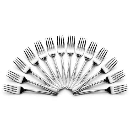 Mumma’s LIFE Stainless Steel Dinner Forks Set for Home & Kitchen | 12 cm Fruit Forks with Mirror Finish | Rust Resistant, Silver Cutlery for Fruits, Desserts, Snacks & Dining Table | Set of 12Piece