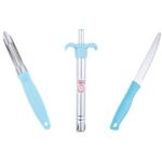 Anjali 3-Piece Kitchen Tool Set – 1 Knife, 1 Peeler, 1 Lighter – Ideal for Cooking, Food Prep, and Daily Uses in Home and Kitchen- Blue