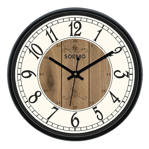 Amazon Brand – Solimo 12-inch Plastic & Glass Wall Clock – Clique Clock (Silent Movement), Black