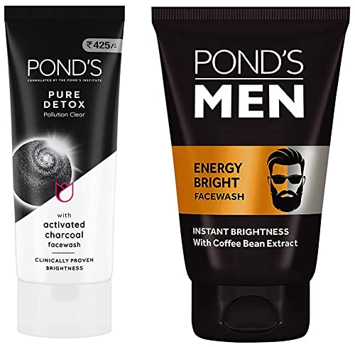 POND’S Pure Detox Face Wash 200 g & POND’S Men’s Energy Bright Face Wash Coffee Beans Bright Skin, 100g