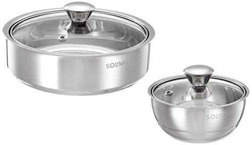 Solimo STAINLESS STEEL DOUBLE WALLED INSULATED SERVING BOWL AND ROTI SERVER -(SET OF 1 SERVING BOWL 450 ML AND 1 ROTI SERVER 1.2 L), SILVER