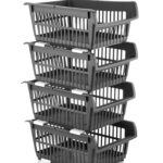 ARTO Stackable Plastic Organizer Rack | Multi-Layer Basket Shelf for Kitchen, Bathroom & Office | Ventilated Storage for Fruits, Vegetables & Supplies | Tool-Free Assembly | Durable PP | Multicolor
